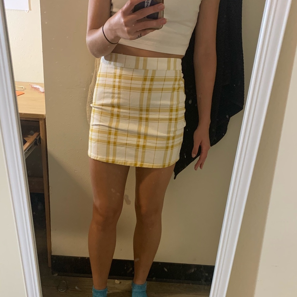 Yellow plaid mini skirt
